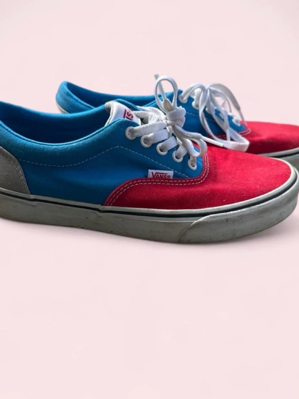 Vans Two-Tone Blue and Red Low-Top Sneakers